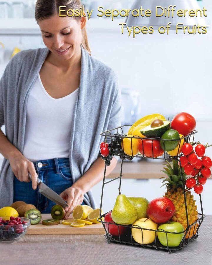 Verdiepingen fruitmand 2 niveaus zwart