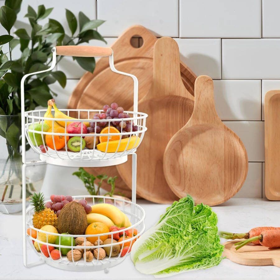 Verdiepingen fruitmand 2 verdiepingen wit