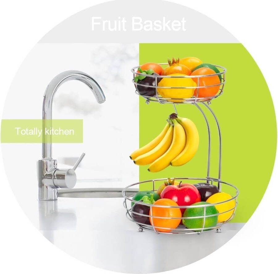 Verdiepingen fruitmand 2 verdiepingen zilver