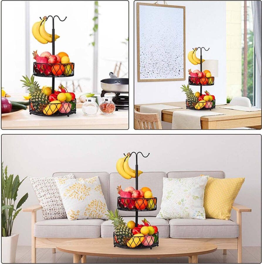 Verdiepingen fruitmand 2 verdiepingen (zwart)