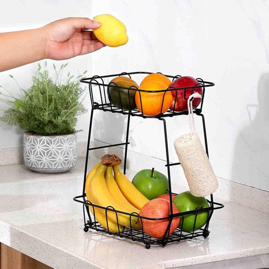 Verdiepingen fruitmand 2 verdiepingen zwart