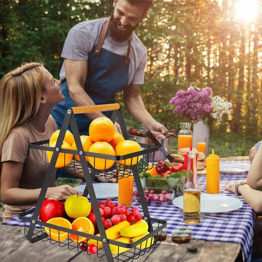 Verdiepingen fruitmand 2 verdiepingen zwart
