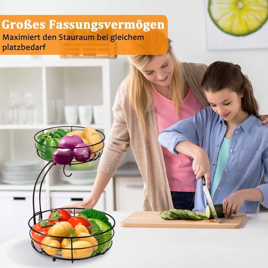 Verdiepingen fruitmand 2 verdiepingen zwart