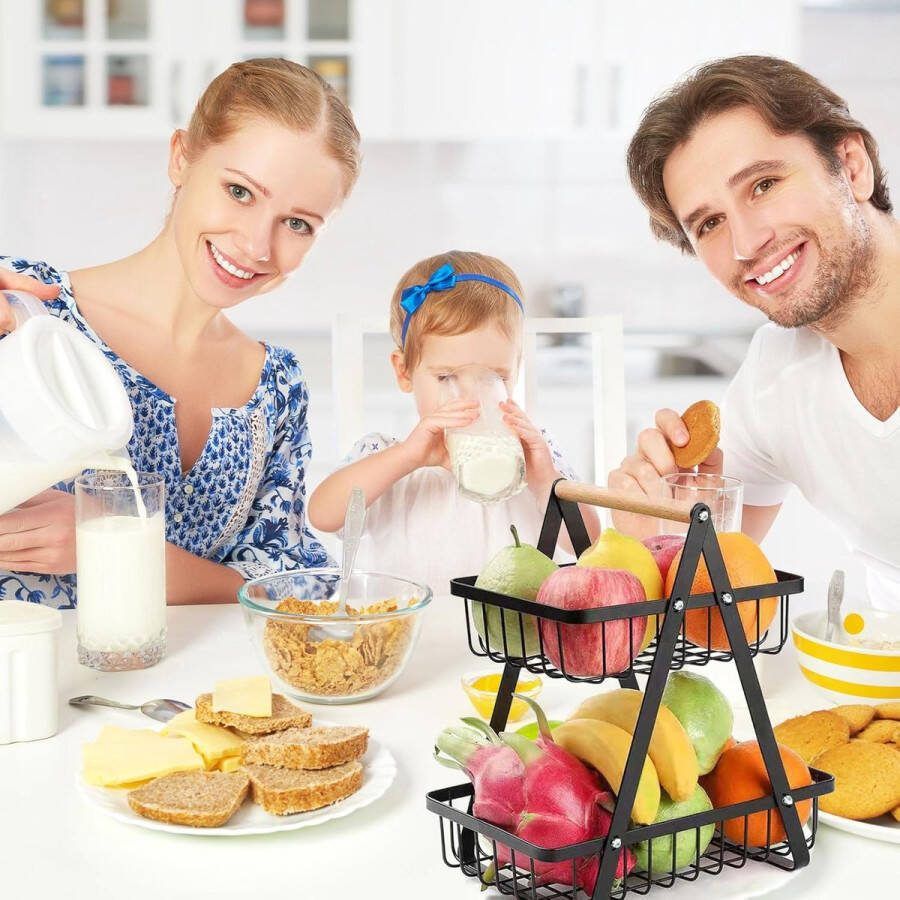 Verdiepingen fruitmand 2 verdiepingen zwart