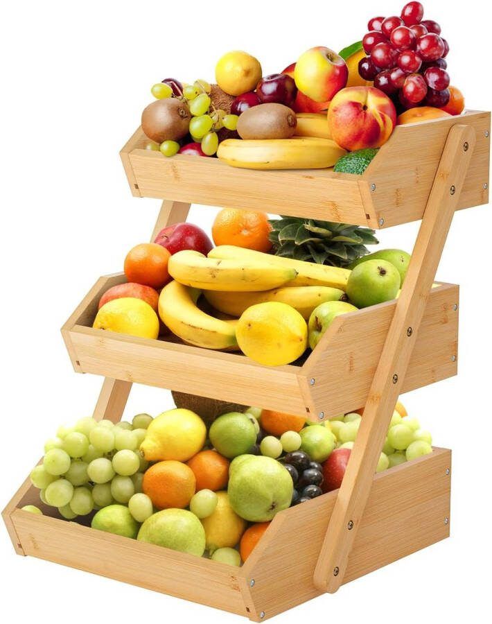 Verdiepingen fruitmand 3 etages Natuurlijke kleur