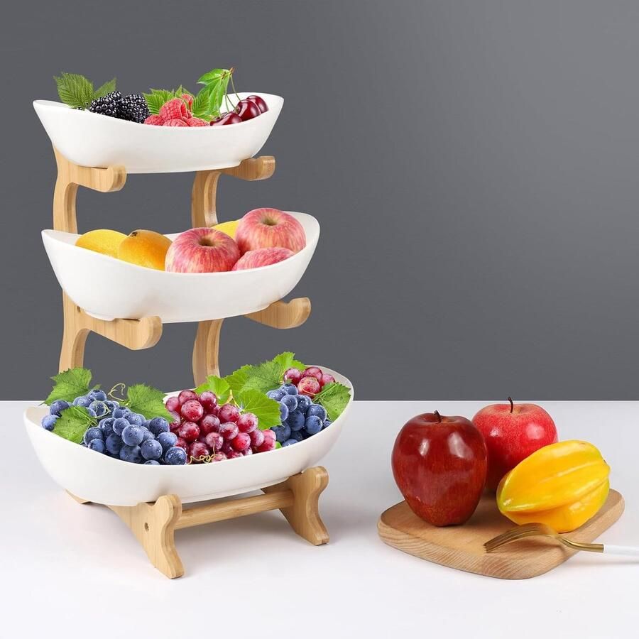 Verdiepingen fruitmand 3 etages wit