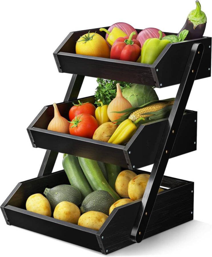 Verdiepingen fruitmand 3 etages zwart