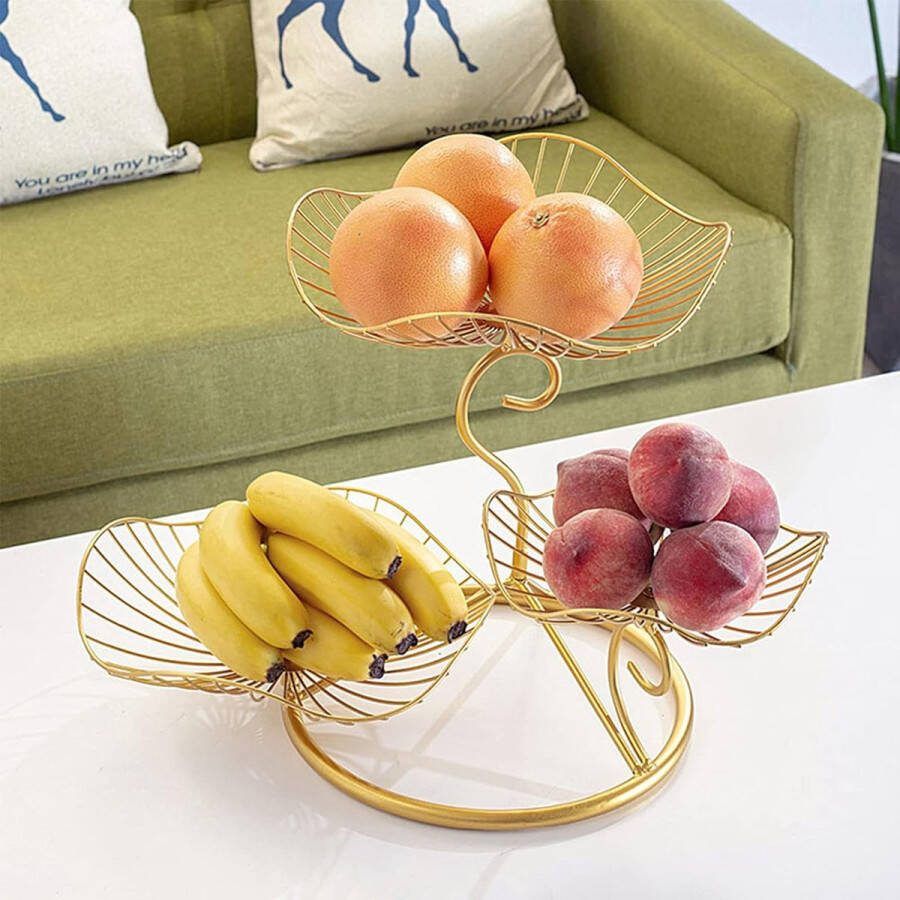 Verdiepingen fruitmand 3 verdiepingen goud