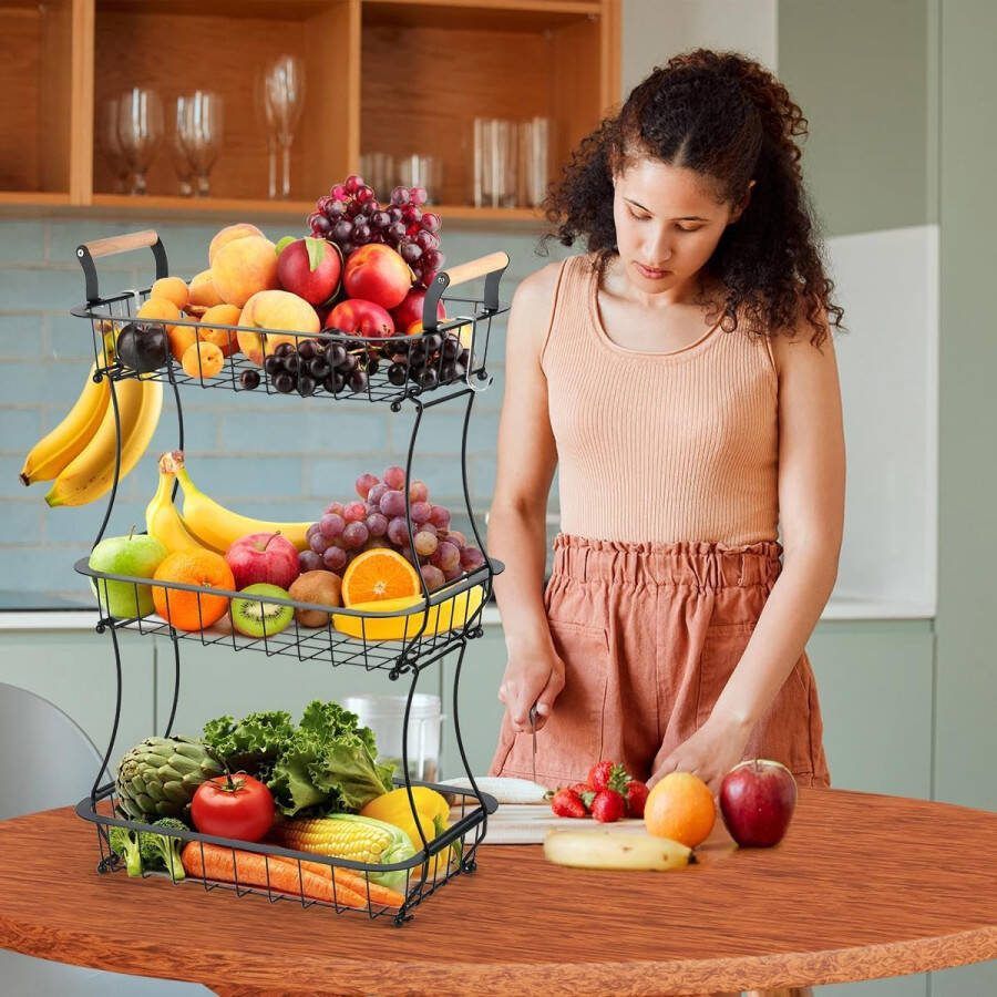 Verdiepingen fruitmand 3 verdiepingen zwart