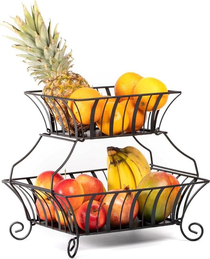 Verdiepingen fruitmand 38 5 x 32 7 x 35 5 cm zwart