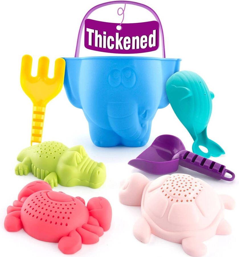 VERDIKT & GROOT Strandspeelgoed Dieren Emmer en Spade Set Water Strand Speelgoed voor Peuters Babybad Meisjes Jongens 1 2 3 Jaar Oud 7 Stuks