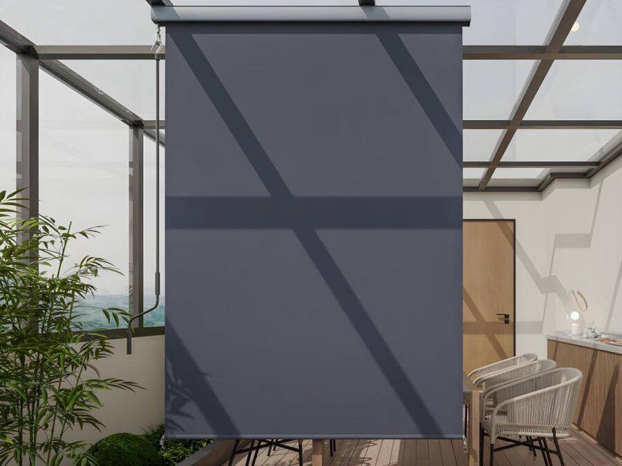 Verduisterend rolgordijn met bak van aluminium en textiel L1 6 x H2 5 m PASSOE L 160 cm x H 250 cm x D 7.8 cm