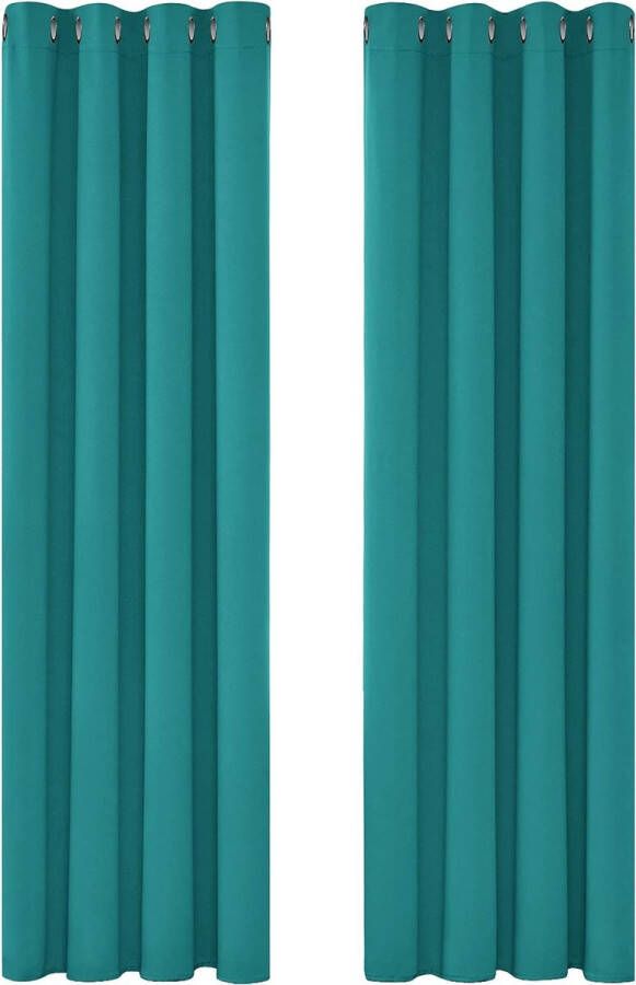 Verduisterende Gordijnen 2 stuks Turquoise Thermische Gordijnen met Oogjes voor de Woonkamer Slaapkamer 140x260 cm (B x H)