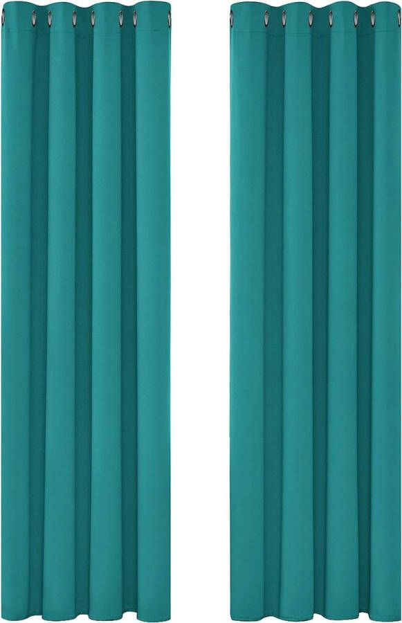 Verduisterende Gordijnen 2 stuks Turquoise Thermische Gordijnen met Oogjes voor de Woonkamer Slaapkamer 140x180 cm (B x H)