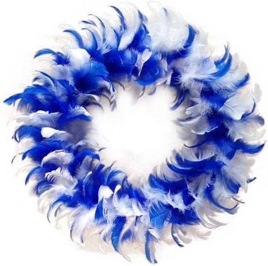 Veren krans 30 cm Blauw Wit