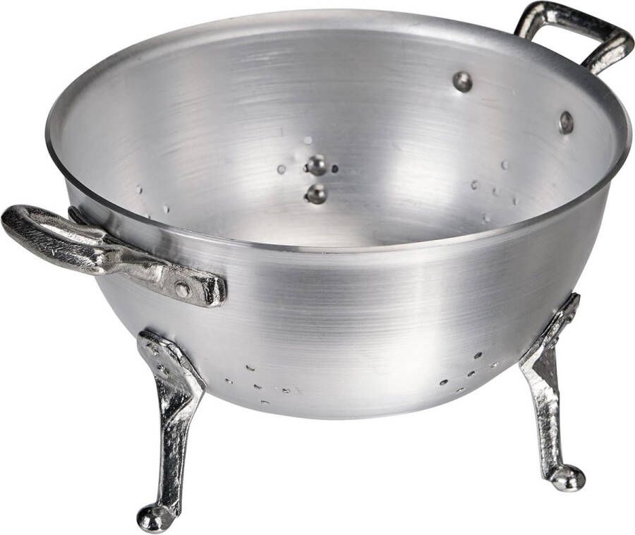 Vergiet met 3 poten BLTF-aluminium 2 handgrepen roestvrij staal 20 cm zilver