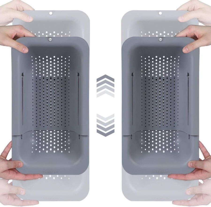 Vergiet voor gootsteen Groente wassen Fruit wassen Pasta afgieten Uitschuifbare handvatten Keukenaccessoires Set van 2 roze
