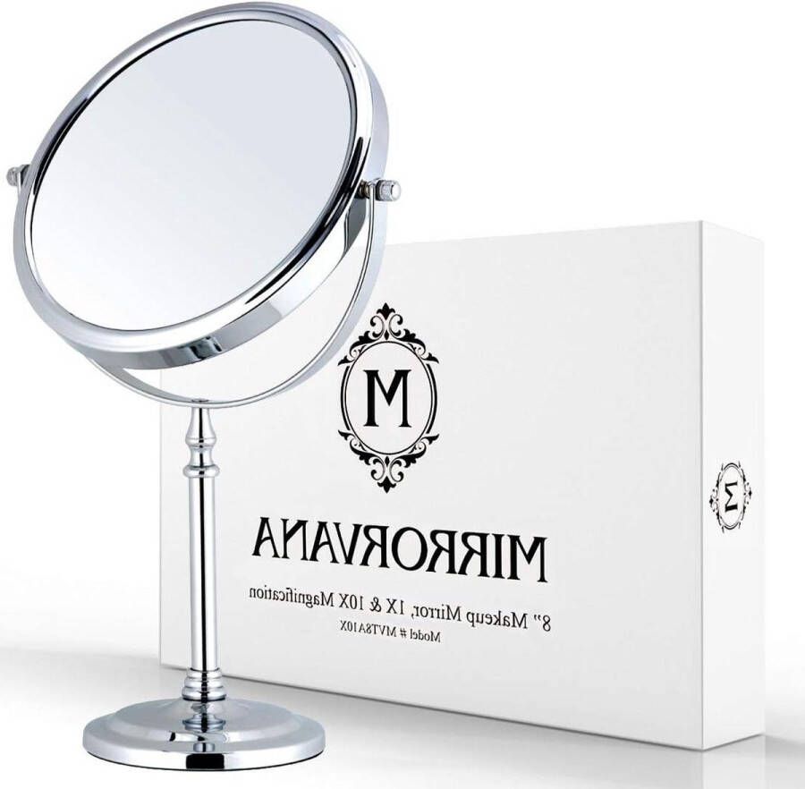 Vergrote Dubbelzijdige Cosmetische Make-up Spiegel Vrijstaande Scheerspiegel 360 graden draaibaar Verchroomd (20 cm) scheerspiegel wandmodel
