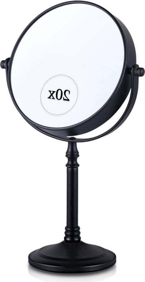 Vergrote make-upspiegel met standaard dubbelzijdig vergroot cosmetische spiegel make-up bureau kaptafel badkamer aanrecht 15 cm breed 30 cm hoog zwart