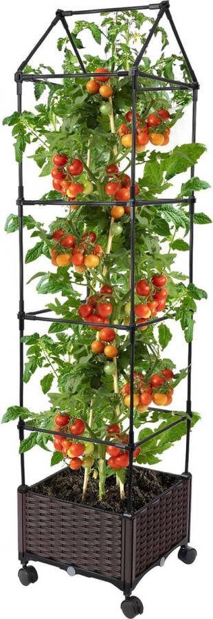 Verhoogd bloembed met latwerk voor klimplanten 67 inch plantengroeiondersteuning plantenbak tuinspalier met wielen verhoogde plantenbak stalen groenteanken klimsteun binnen en buiten