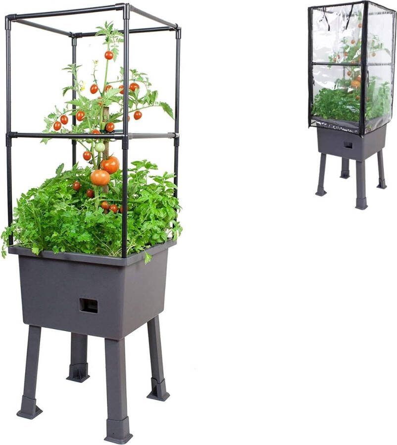 Verhoogde kweekbak met kas en bewateringsysteem 116 cm