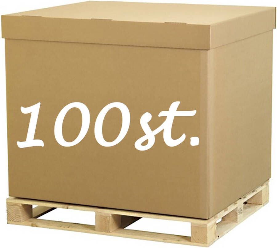 Verhuisdoos XXXL 100 stuks Palletdoos Palletbox Verzenddoos met deksel 1 ROL PLAKBAND 100m XXL Karton 1200 x 800 x 1000 mm Kartonnen Palletdozen dubbele Golf Bruin Doos 120 x 80 x 100 cm â€“ STEVIG 5-laags karton 750g m2