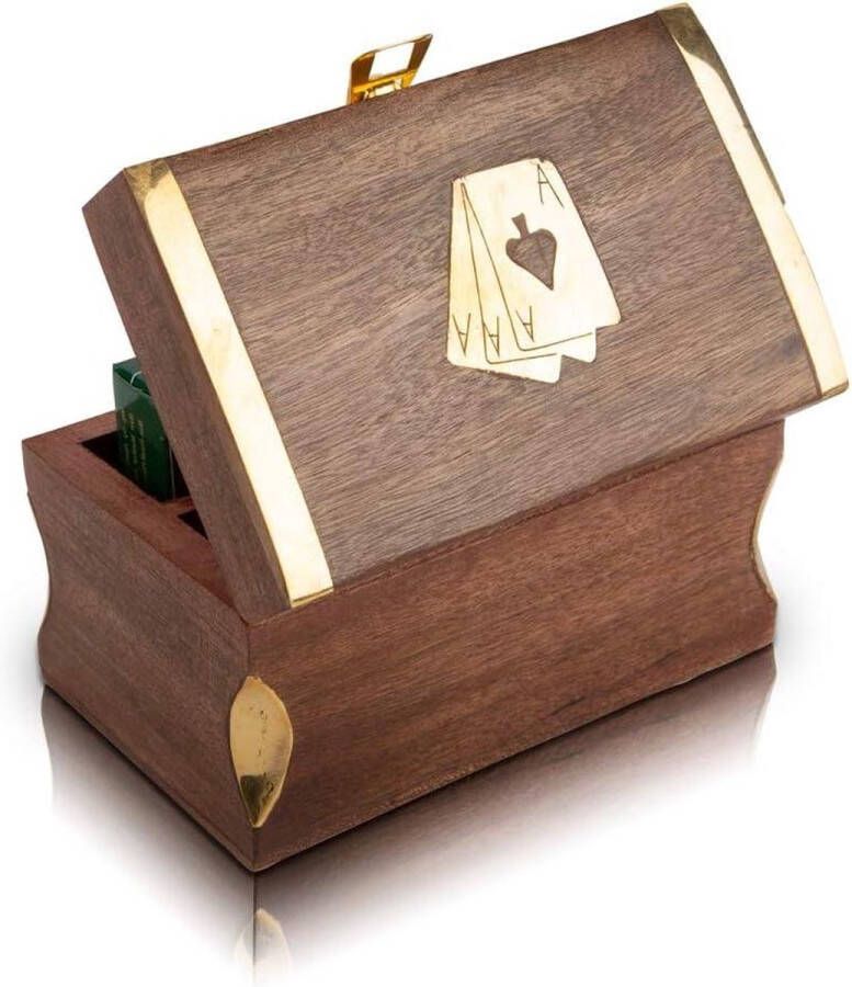 Verjaardagscadeau Ideeën Handgemaakte Klassieke Houten Speelkaarthouder Deck Box Opbergkoffer Organizer Premium Kwaliteit 'Ace' Speelkaarten Anniversary Housewarming Geschenken Hem Haar