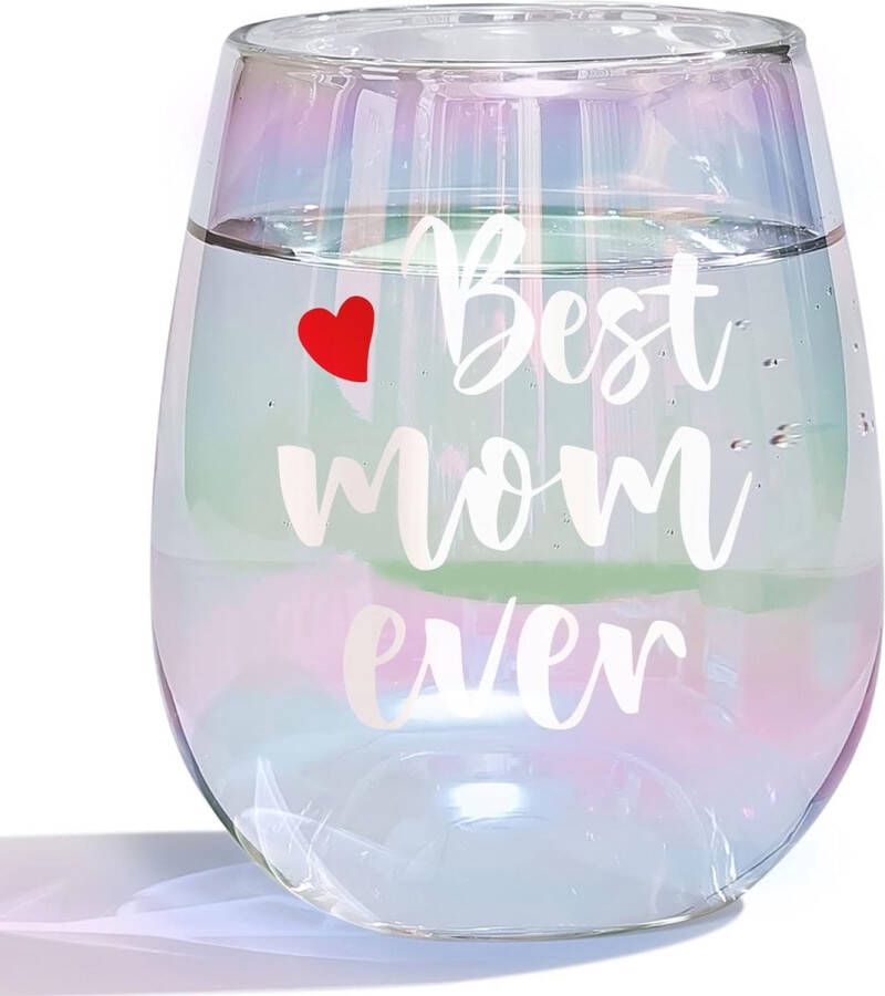 Verjaardagscadeaus voor mama beste moeder ooit wijnglas grappig regenboogwijnglas voor moeder Moederdagideeën voor de beste moeder 450 ml