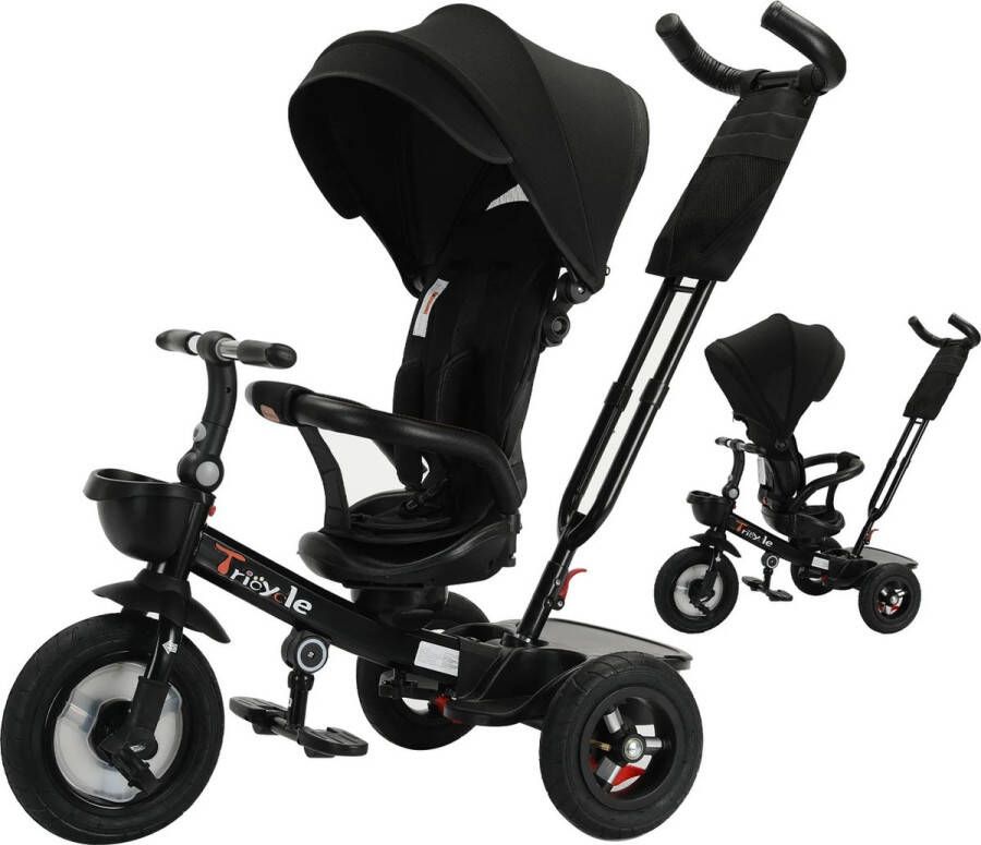 Verkoop Nederland Kinderwagen 360 Graden Rotatie 1 tot 5 jaar zwart Driewieler Met Duwstang 6 in 1 Tot 30kg