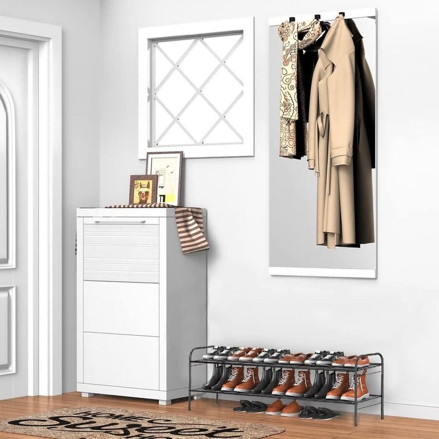 Verlengd schoenenrek 2 niveaus entree kast 12-15 paar schoenen laarzen ruimtebesparende grote schoenenkast slaapkamer garderobe hal zwart Schoenenrek