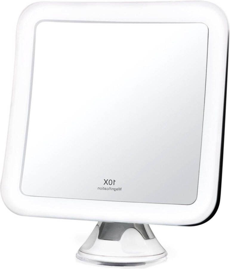 Verlichte make-up spiegel met 10X vergroting en daglicht LED draadloze zuignap 163mm breed 360 rotatie (Mira)