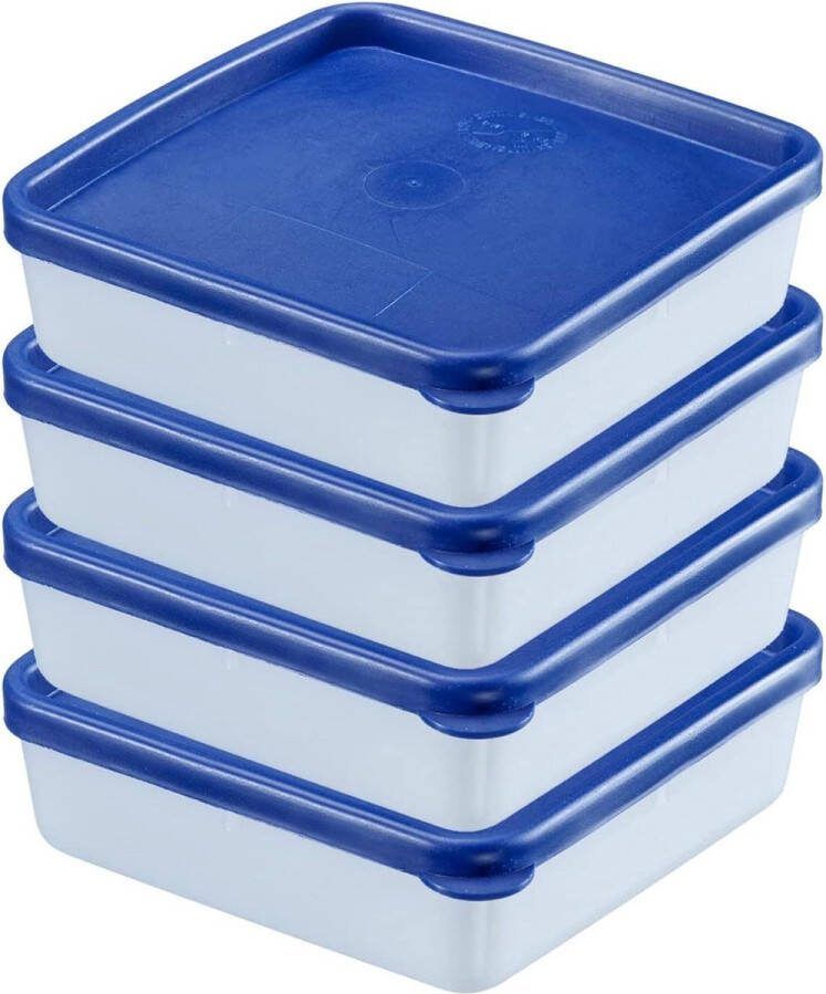 Vershoud-diepvriesdozen inclusief deksels Set van 4 Elk 0.25 liter Stapelbaar Kunststof Doorzichtig blauw 25042270 diepvriesdozen