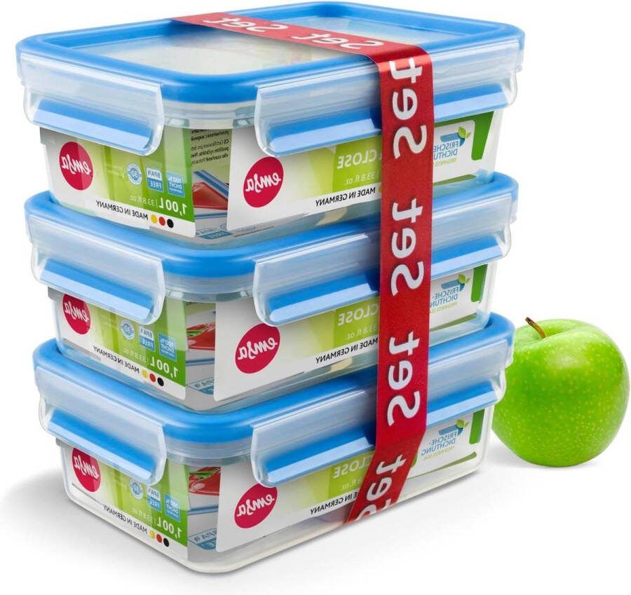 Vershoudbakjes Plastic 1 L Transparant Blauw Food Clip & Close Ruime Inhoud magnetron bakjes met deksel