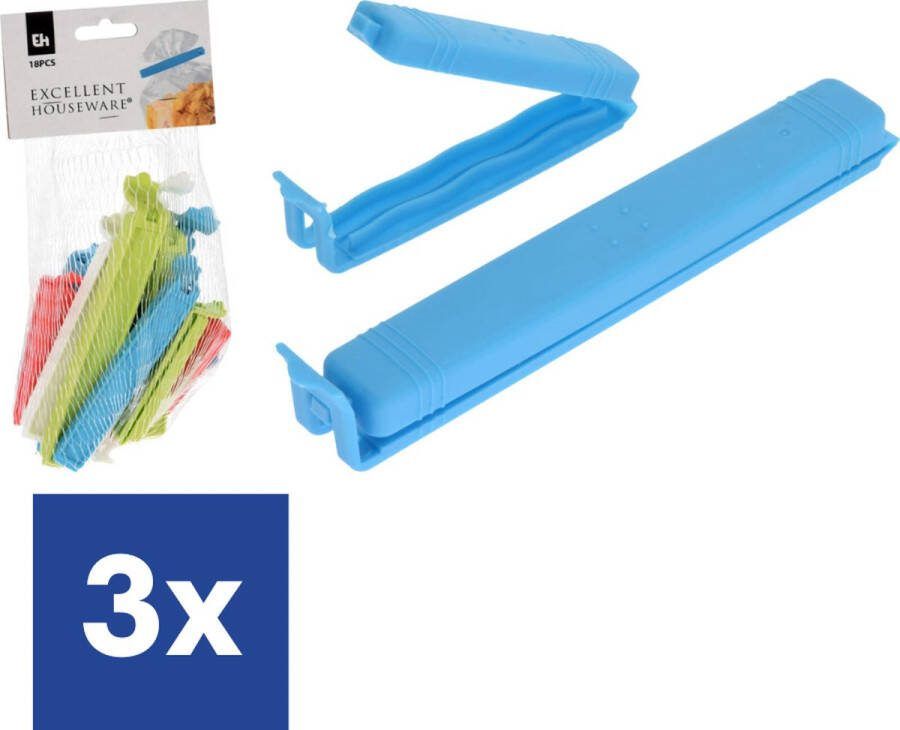 Vershoudclips In Verschillende Kleuren Knijpers 3 x 18stuks (54 stuks)