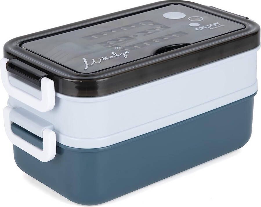 Vershouddoos Lunchbox lekvrij met bestek voedselcontainer in 3 niveaus BPA-vrij in verschillende kleuren (roze)