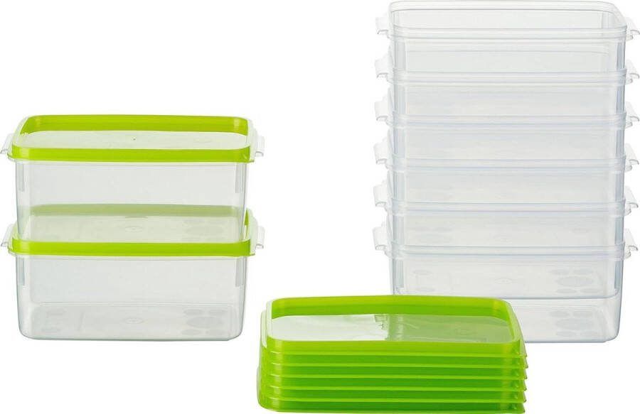 Vershouddoos rechthoekig hoog 14 x 95 x 62 cm set van 8 0.5 liter groene deksels Oostenrijkse kwaliteit diepvriesdozen
