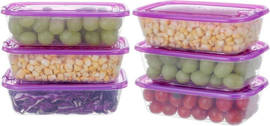 Vershouddozen met deksel 600 ml x 6 maaltijdbakjes magnetronbestendig vleeswarendozen voor koelkast diepvriesdozen klein diepvriesdozen lichtgewicht voedselbox broodtrommel voor