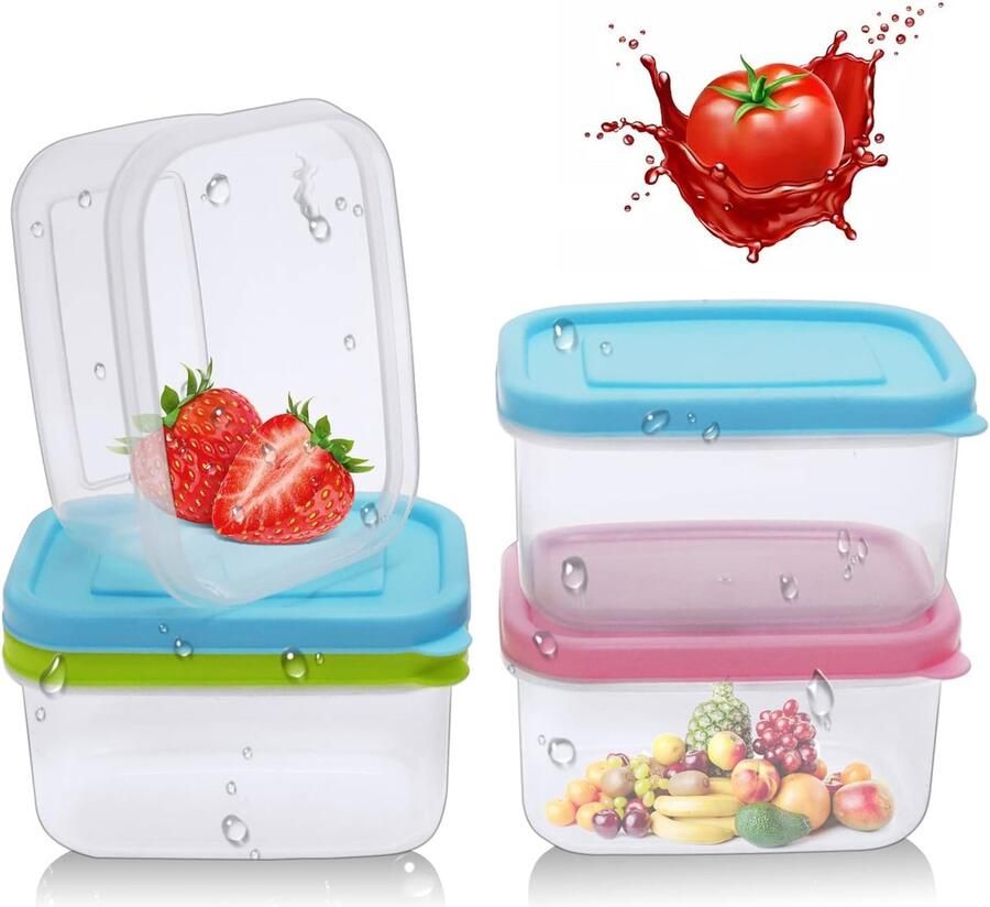 Vershouddozen met deksel saladedressing mini-doos 4 stuks sauzencontainers levensmiddelencontainers set voor magnetron vriesvak (200 ml)