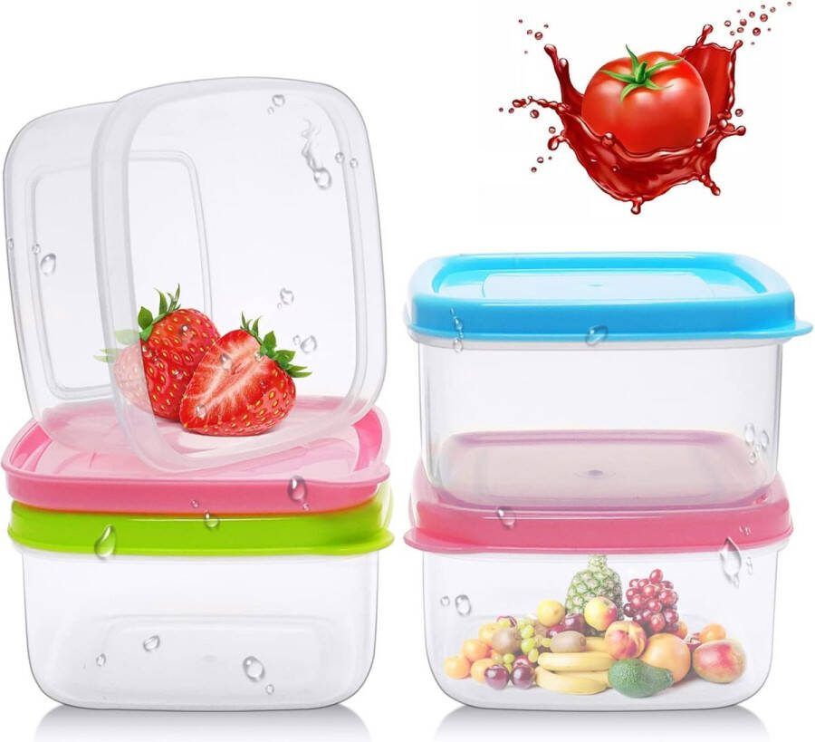 Vershouddozen met deksel saladedressing mini-doos 4 stuks sauzencontainers voedselcontainers set voor magnetron vriesvak (250 ml)