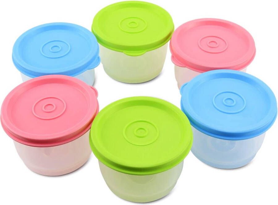 Vershouddozen met deksel saladedressing mini-doos 6 stuks sauzen containers levensmiddelencontainers set voor magnetron vriesvak (160 ml)