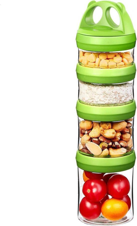 Vershouddozen voor snack met twistlock 4-delig stapelbaar 100% BPA-vrij luchtdicht lekvrij geschikt voor magnetron vriezer en vaatwasser