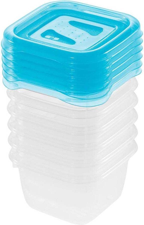 Vershouddozenset 6-delig 6 x 90 ml 65 x 65 x 4 cm Blauw Transparant magnetron bakjes met deksel