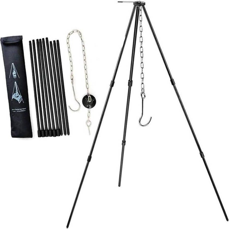 Verstelbaar Kampvuur Koken Statief Opvouwbaar Camping Hanger Outdoor Koken Gereedschap met Opbergtas BBQ Grill Vuurplaats Tool voor Tuin Camping Picknick
