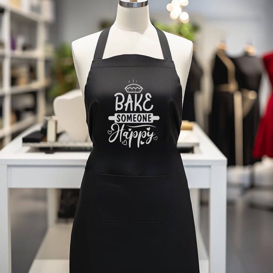 Verstelbaar kookschort unisex met 2 Zakken Vloeistof Druppel Waterbestendig Koken Keuken Restaurant Bar Schilderen BBQSchort voor doeleinden Zwart Schorten Koksschort Unisex Schorten voor Vrouwen en mannen bake someone happy
