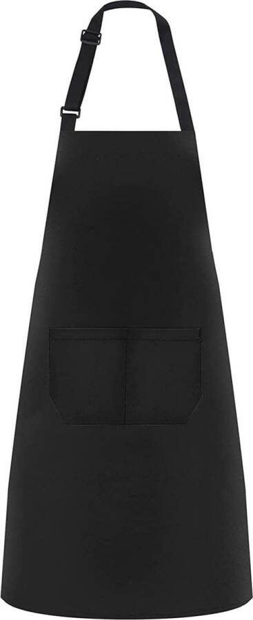 Verstelbaar nekband schort Waterdicht keukenschort met grote zakken Zwarte kookschort voor keuken restaurant café