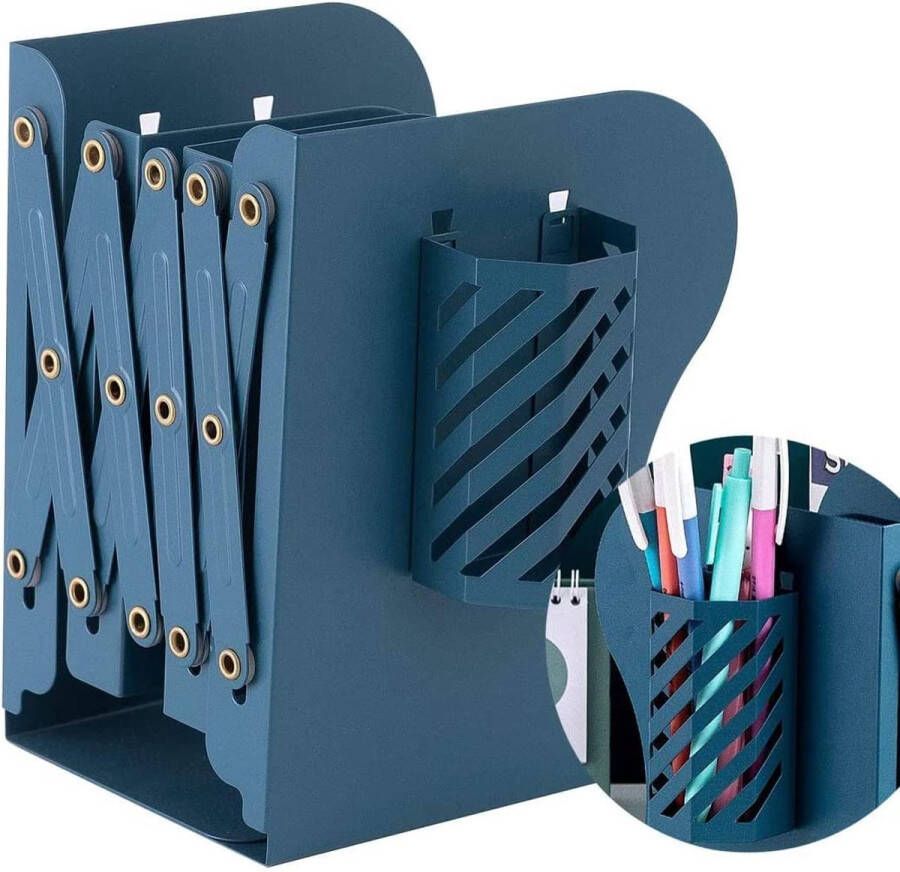 Verstelbare boekensteun metalen boekenstandaard voor kinderen opvouwbaar ordnerrekken antislip boekenstandaard voor bureau schrijfwaren (blauw)