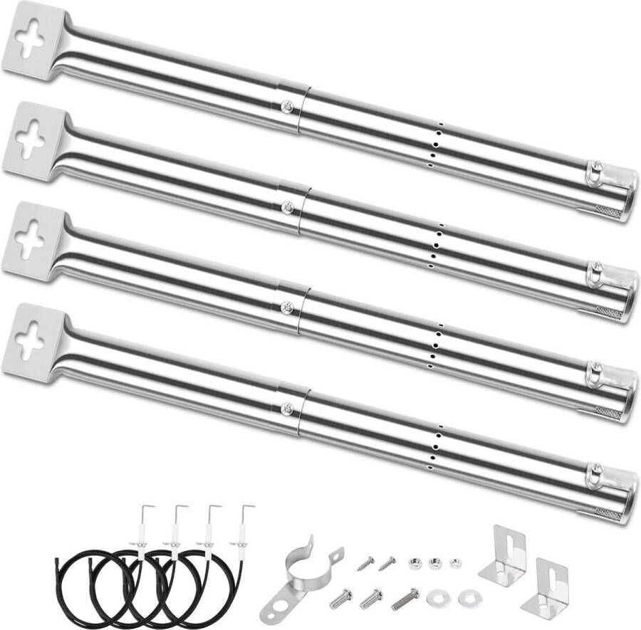 Verstelbare branderbuis 31-44 cm voor gasbarbecue RVS 4 stuks