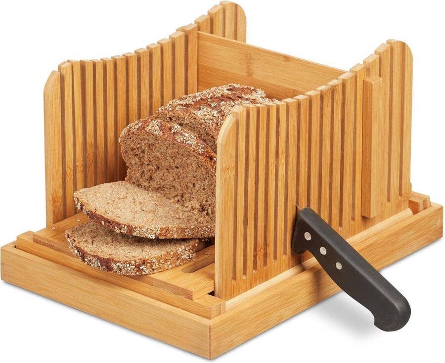 Verstelbare broodsnijder bamboe snijhulp boord toast cake kruimelvak natuur Bread Slicer