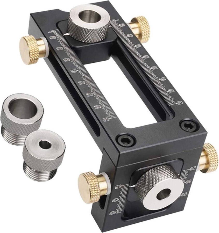 Verstelbare Doweling Jig 2-in-1 Houtbewerking Gat Boor Set 4-Hole Punch Locator 6 8 10 12mm Pins Voor Bed Cabinet Schroeven Punch Locator