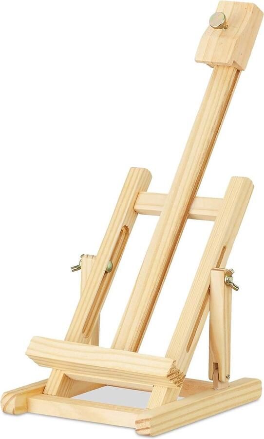 Verstelbare en inklapbare mini tafelezel Hoogte en hoek instelbaar 37 cm hout natuur
